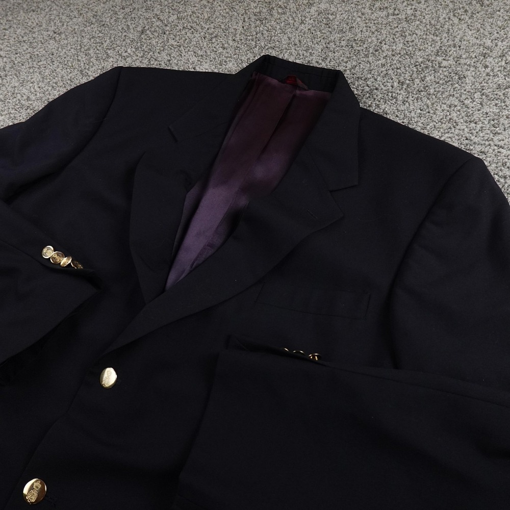 Savile Row Blazer Mens 44R Navy Blue Wool Gold Buttons Sport Coat‎ Suit Jacket
